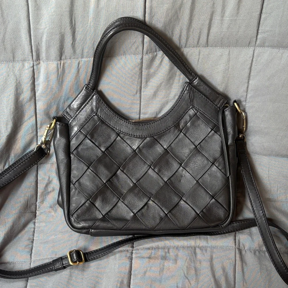 HOBO Black weaved soft pebbled Leather Shoulder Bag - Picture 1 of 16